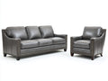 Set divani - Similpelle - 221 x 95 x 93 cm - Grigio fumo-Marrone scuro - Classico contemporaneo
