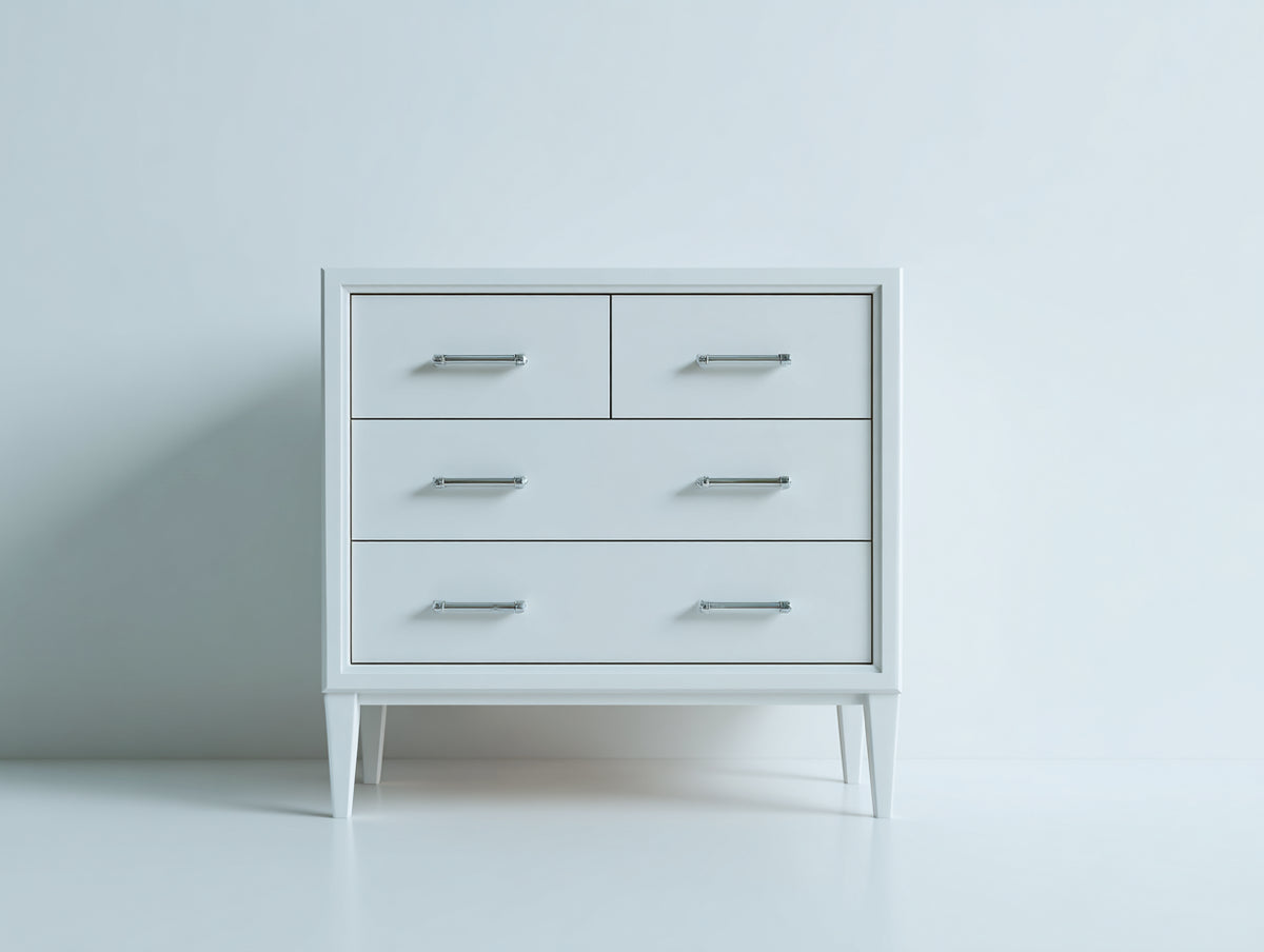 Comodino - Legno - 84x42x79 cm - Bianco-Argento - Contemporaneo
