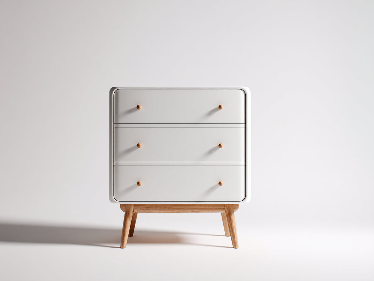 Comodino - Legno - 70x41x82 cm - Bianco-Naturale - Scandinavo