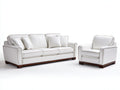 Set divani - Similpelle - 222 x 95 x 94 cm - Bianco-Marrone scuro - Contemporaneo elegante