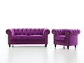 Set divani - Velluto - 186 x 92 x 78 cm - Viola-Oro-Nero - Chesterfield classico