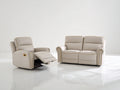 Set divani - Similpelle - 158 x 96 x 102 cm - Crema-Oro - Classico reclinabile