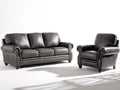 Set divani - Similpelle - 220 x 94 x 96 cm - Grigio antracite-Marrone scuro - Classico