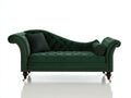 Chaise longue - Velluto-Legno-Metallo - 186x82x94 cm - Verde bosco-Marrone scuro-Oro - Stile vittoriano