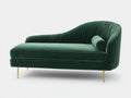 Chaise longue - Velluto-Metallo - 188x83x89 cm - Verde petrolio-Oro - Stile contemporaneo
