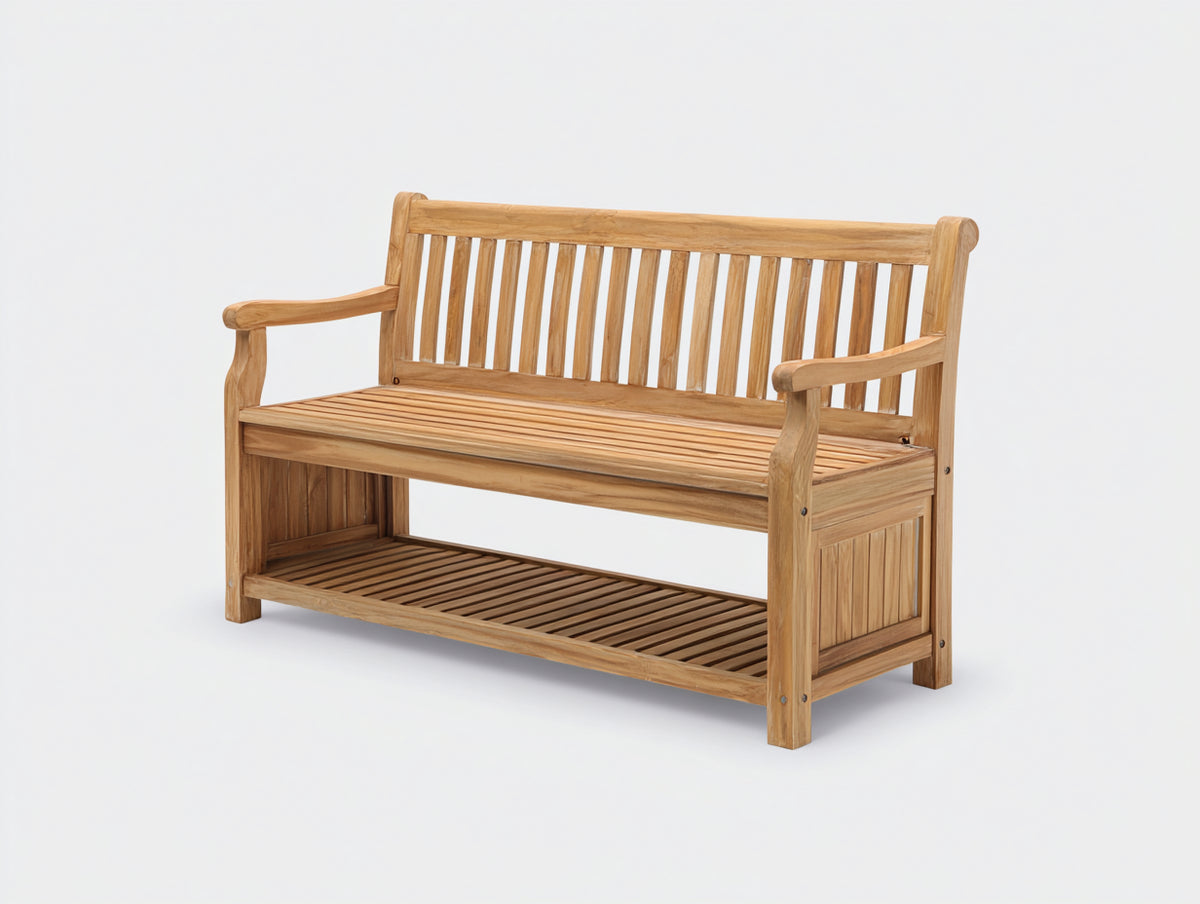 Panche da giardino-Legno massello-130x60x90 cm-Marrone miele-Classico con ripiano inferiore