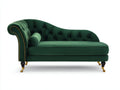 Chaise longue - Velluto-Legno-Metallo - 181x80x92 cm - Verde scuro-Nero-Oro - Stile vittoriano