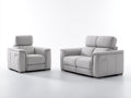 Set divani - Similpelle - 184 x 97 x 101 cm - Grigio chiaro-Marrone - Moderno reclinabile