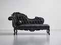 Chaise longue - Legno-Tessuto - 188x78x102 cm - Nero - Stile barocco
