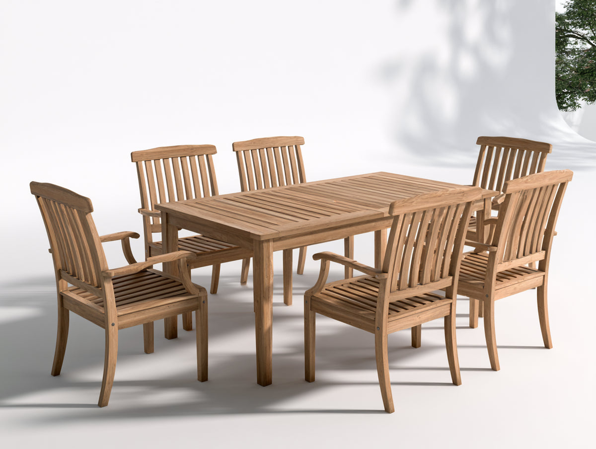 Set da pranzo da esterno - Legno - 175 x 90 x 75 cm - Naturale - Tradizionale