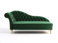 Chaise longue - Velluto-Metallo - 190x84x91 cm - Verde smeraldo-Oro - Stile classico