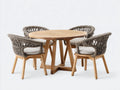 Set da pranzo da esterno - Legno-Corda-Tessuto - 120 x 120 x 75 cm - Naturale-Tortora-Beige - Contemporaneo
