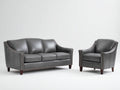 Set divani - Similpelle - 216 x 94 x 91 cm - Grigio ardesia-Marrone scuro - Classico sobrio