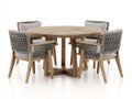 Set da pranzo da esterno - Legno-Corda-Tessuto - 130 x 130 x 76 cm - Naturale-Grigio chiaro - Moderno