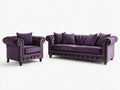Set divani - Velluto - 224 x 96 x 80 cm - Viola scuro-Oro-Nero - Chesterfield elegante