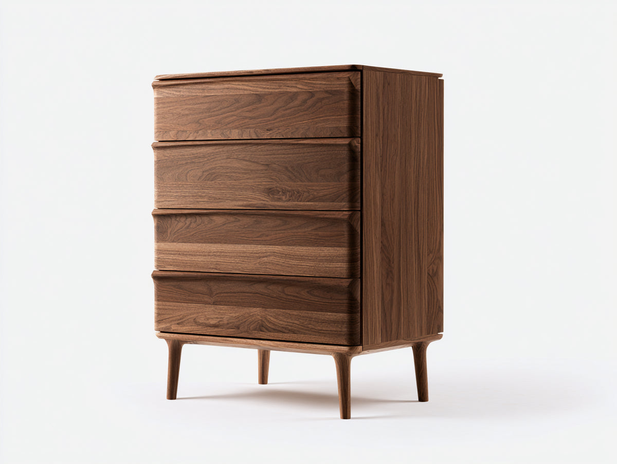 Comodino - Legno - 66x42x96 cm - Marrone noce scuro - Moderno di metà secolo