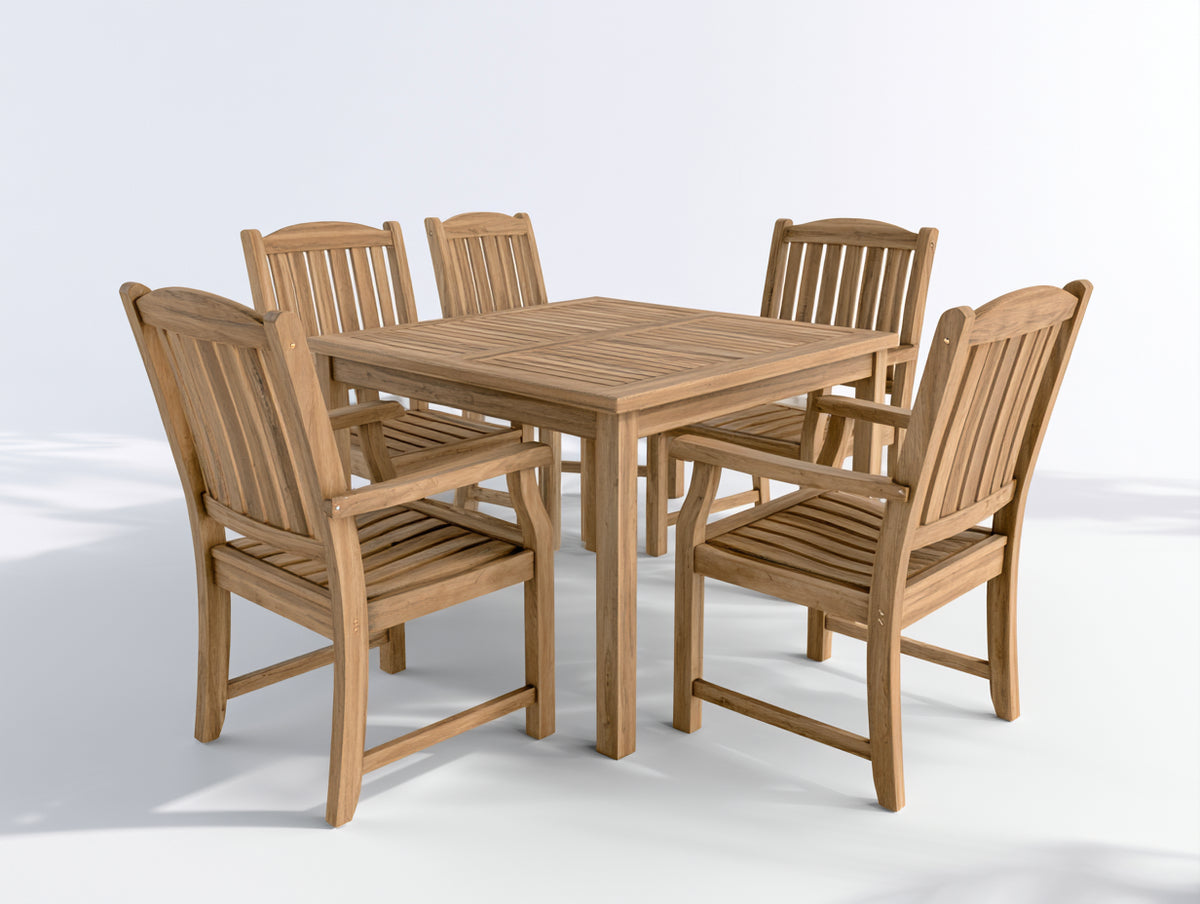Set da pranzo da esterno - Legno - 140 x 90 x 75 cm - Naturale - Classico